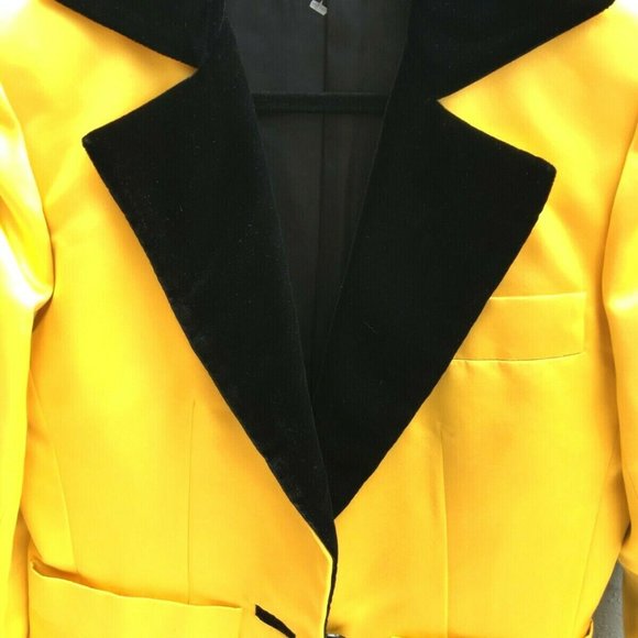 YSL Saint Laurent Rive Gauche Yellow Silk Sz S - Picture 8 of 15